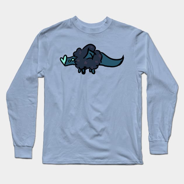 Navy Fluff Dragon :: Dragons and Dinosaurs Long Sleeve T-Shirt by Platinumfrog